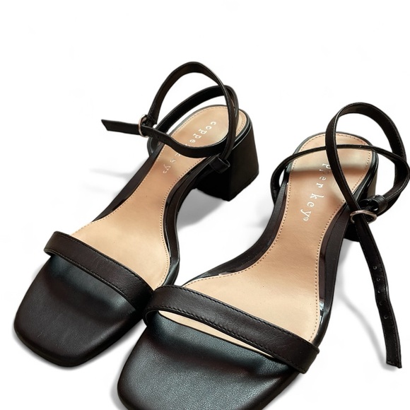 Copper Key Shoes - Copper Key Black Wrap Around Sandals with Low Heel